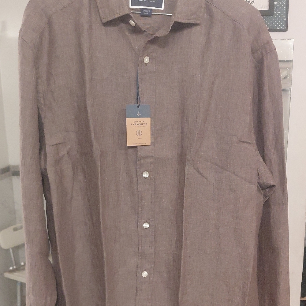 Charles Tyrwhitt Linen Shirt . Color Is Mocha . Size  Large